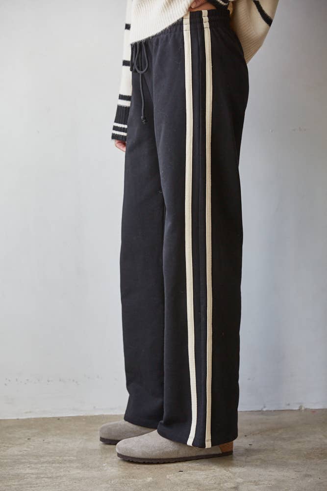Knit Cotton French Terry Side Track Pants
