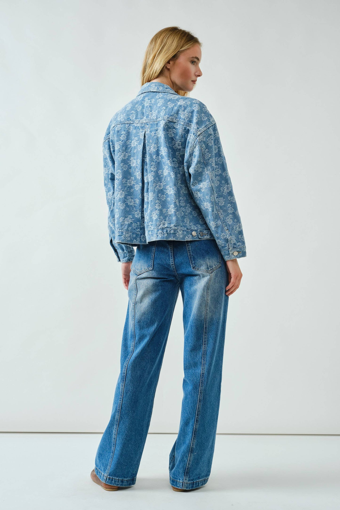 Denim Jacket with Floral Detail