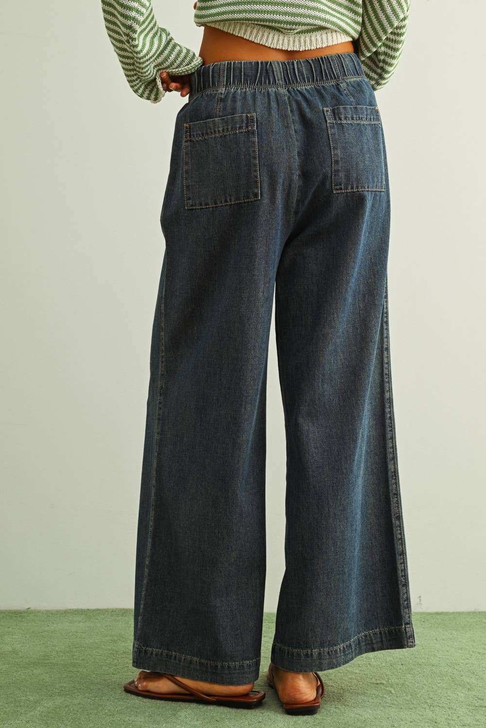 Dark Chambray WIde Leg Pants 