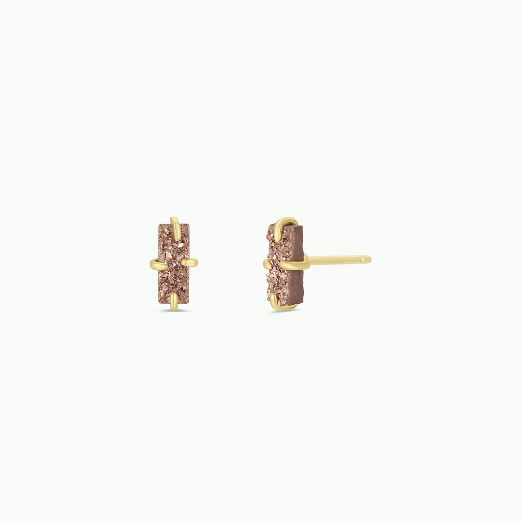 Druzy Bar - Rose Gold - Gold Earrings