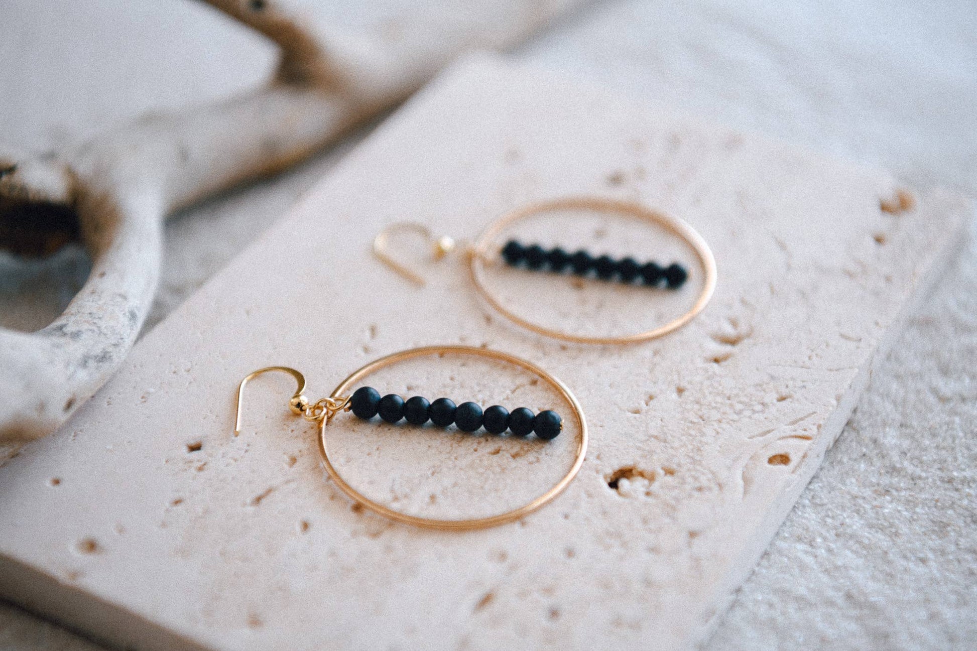 Gemstone and Gold Plated Drop Hoop Earring 