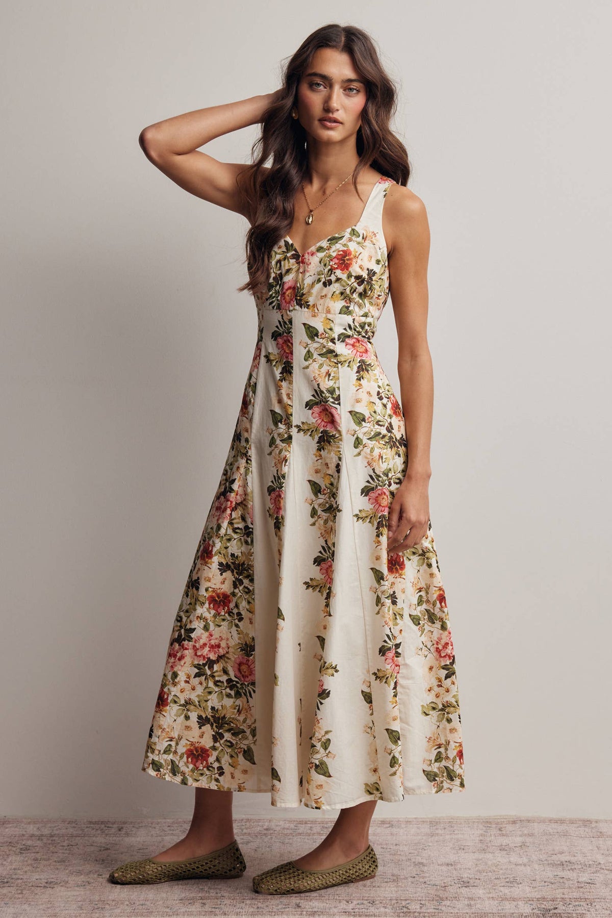 Floral Panel Midi Dress