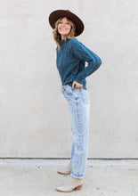 Load image into Gallery viewer, Teal Cable Knit Mock Neck Sweater
