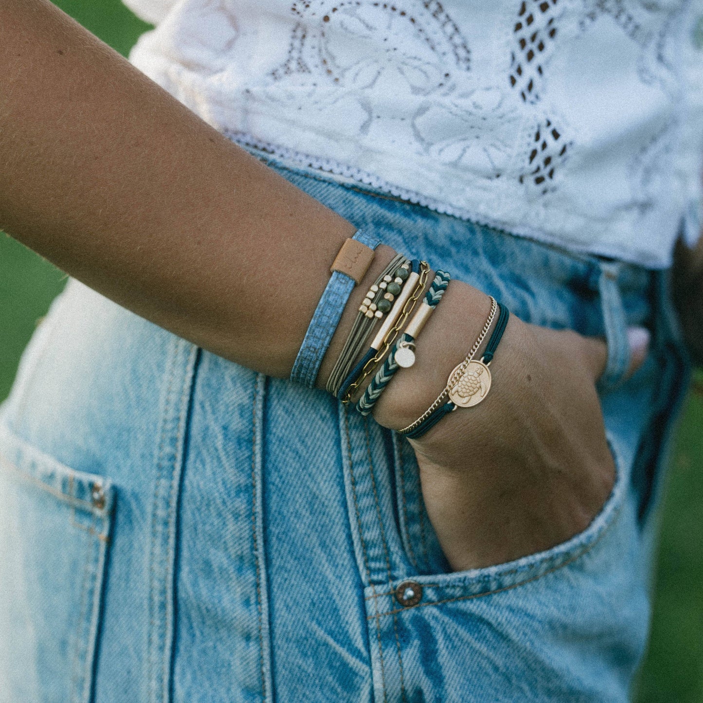 "Journey" Green Sea Turtle Hair Tie Bracelets 