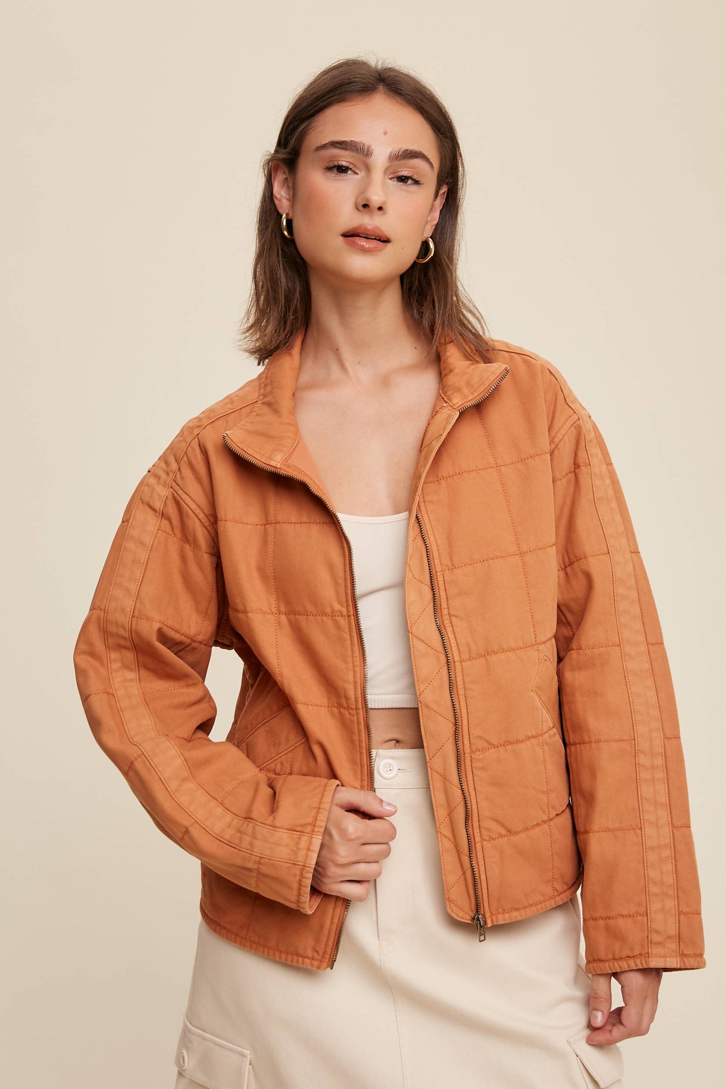 Quilted Cotton Zip Jacket