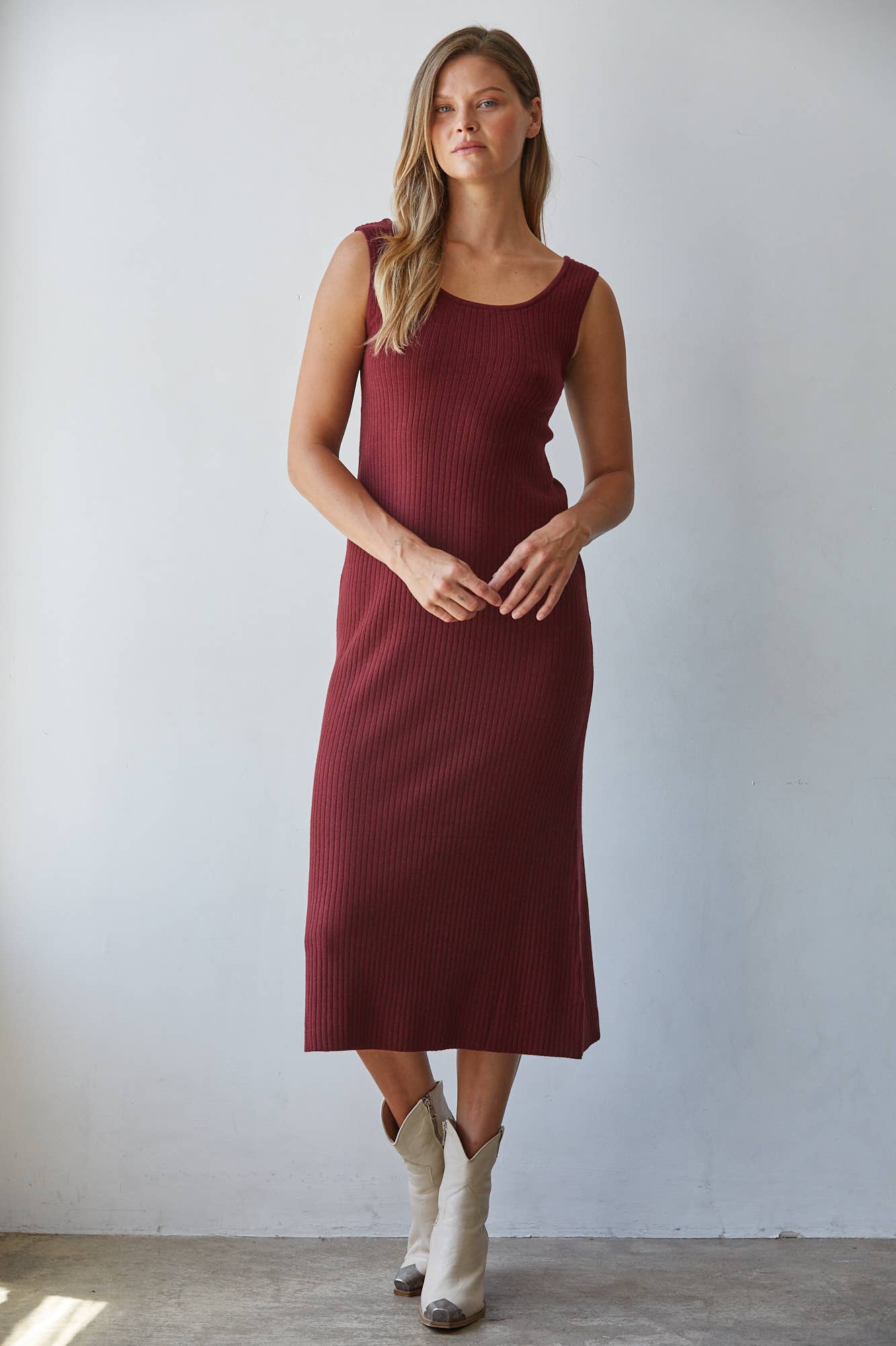 Knit Sweater Viscose Polyester Nylon Ribbed Dress