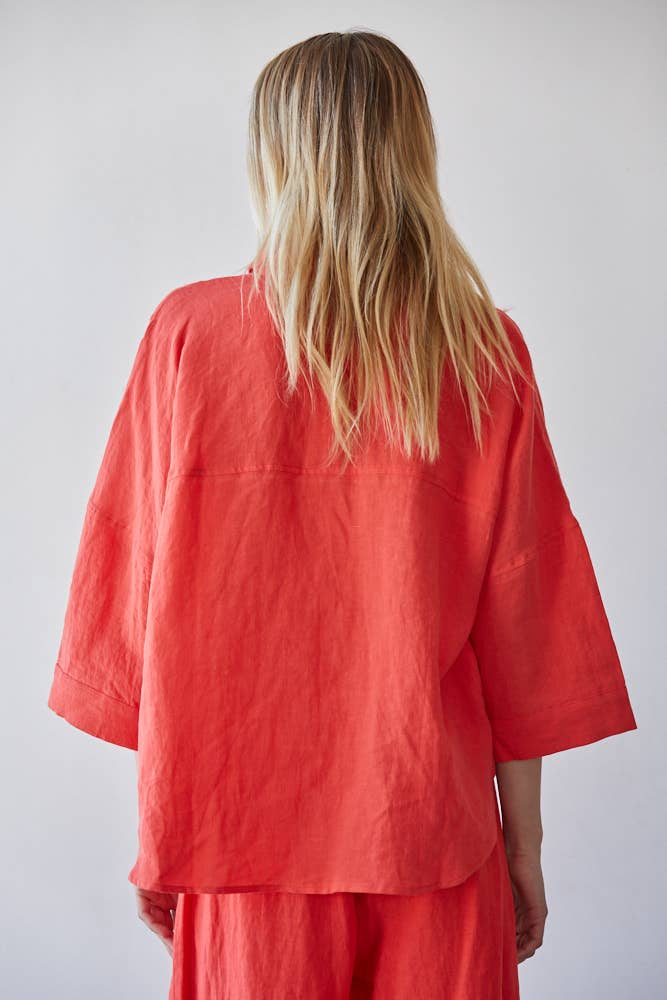 Woven Linen Button Down Shirt