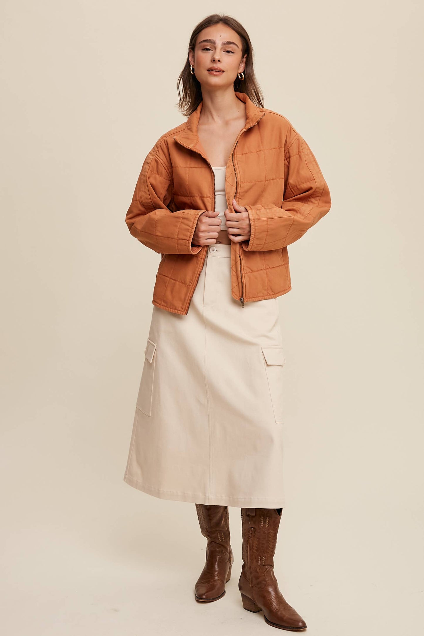 Quilted Cotton Zip Jacket