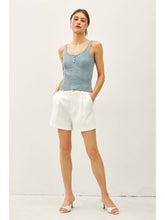 Load image into Gallery viewer, Teal Striped Henley Tank Top
