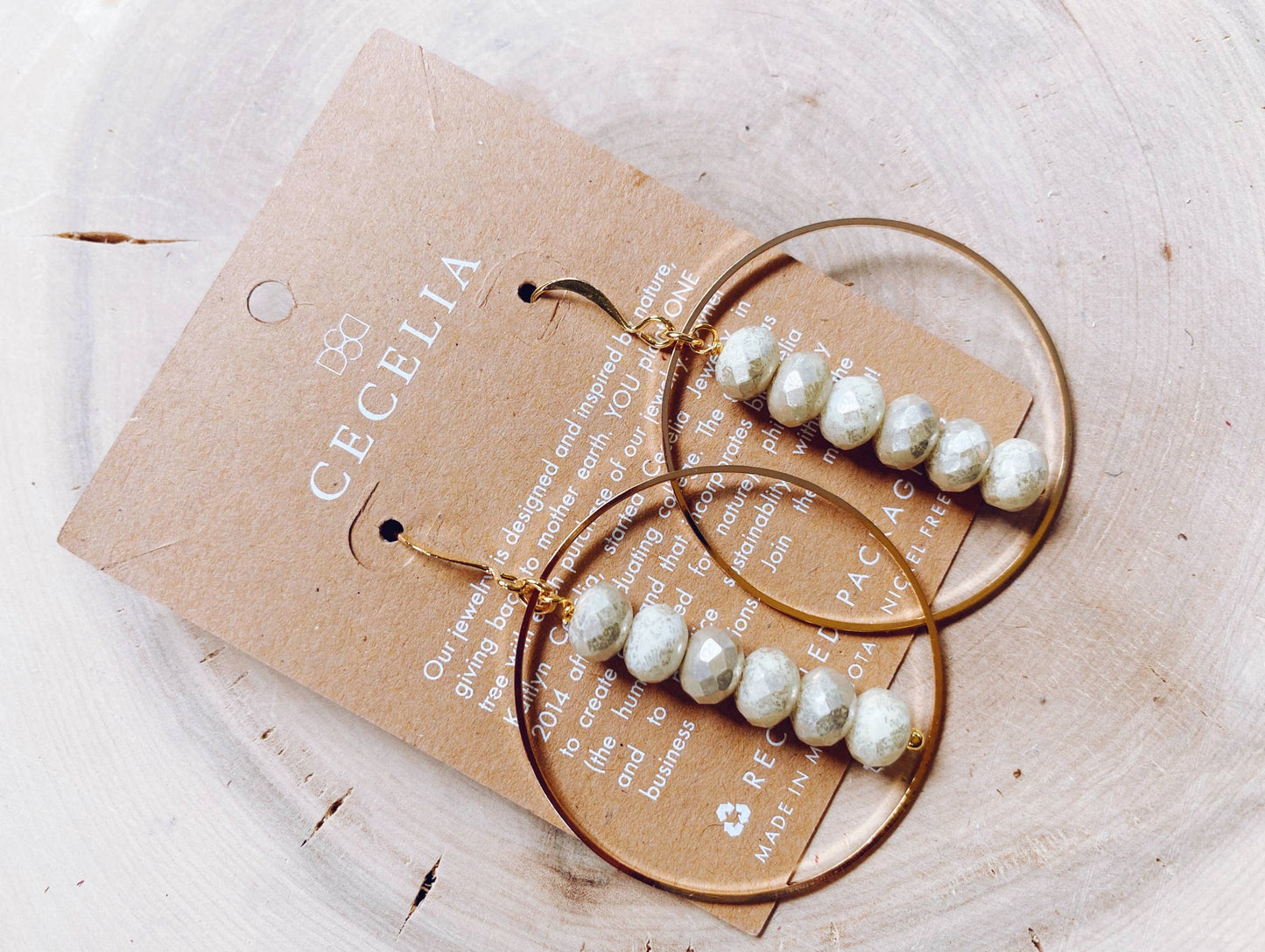 Gemstone and Gold Plated Drop Hoop Earring 