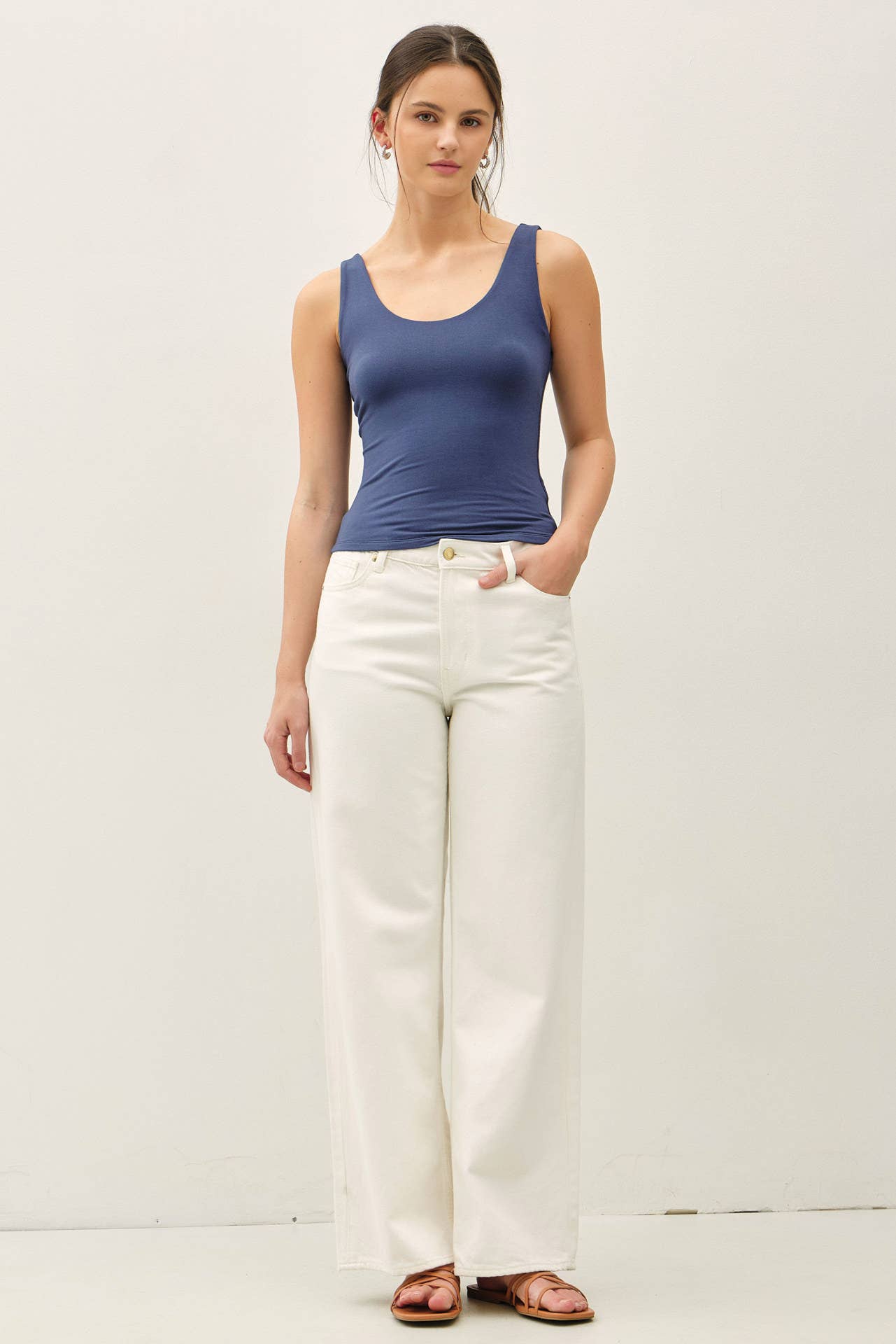 Denim Basic V Neck Tank