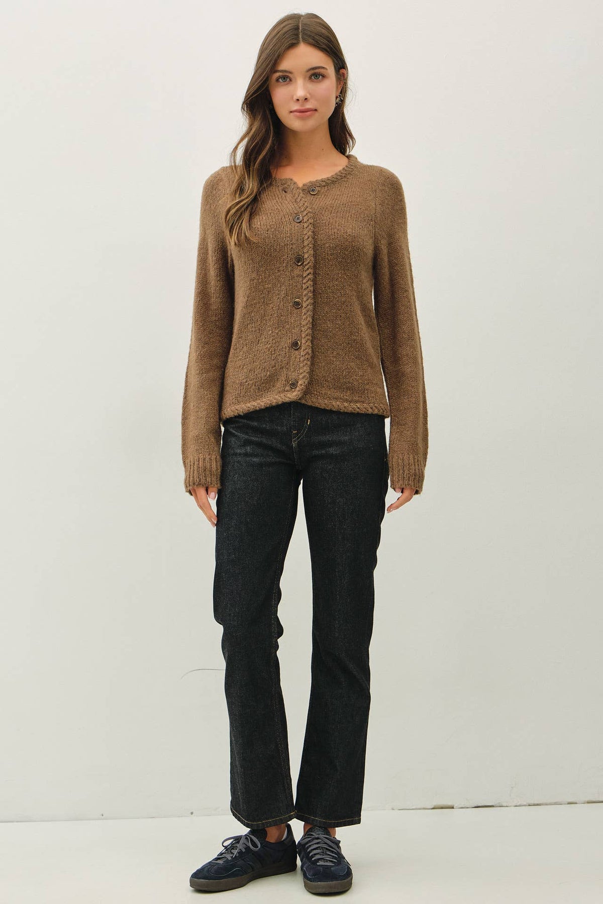 Braided Edge Wool Blend Sweater
