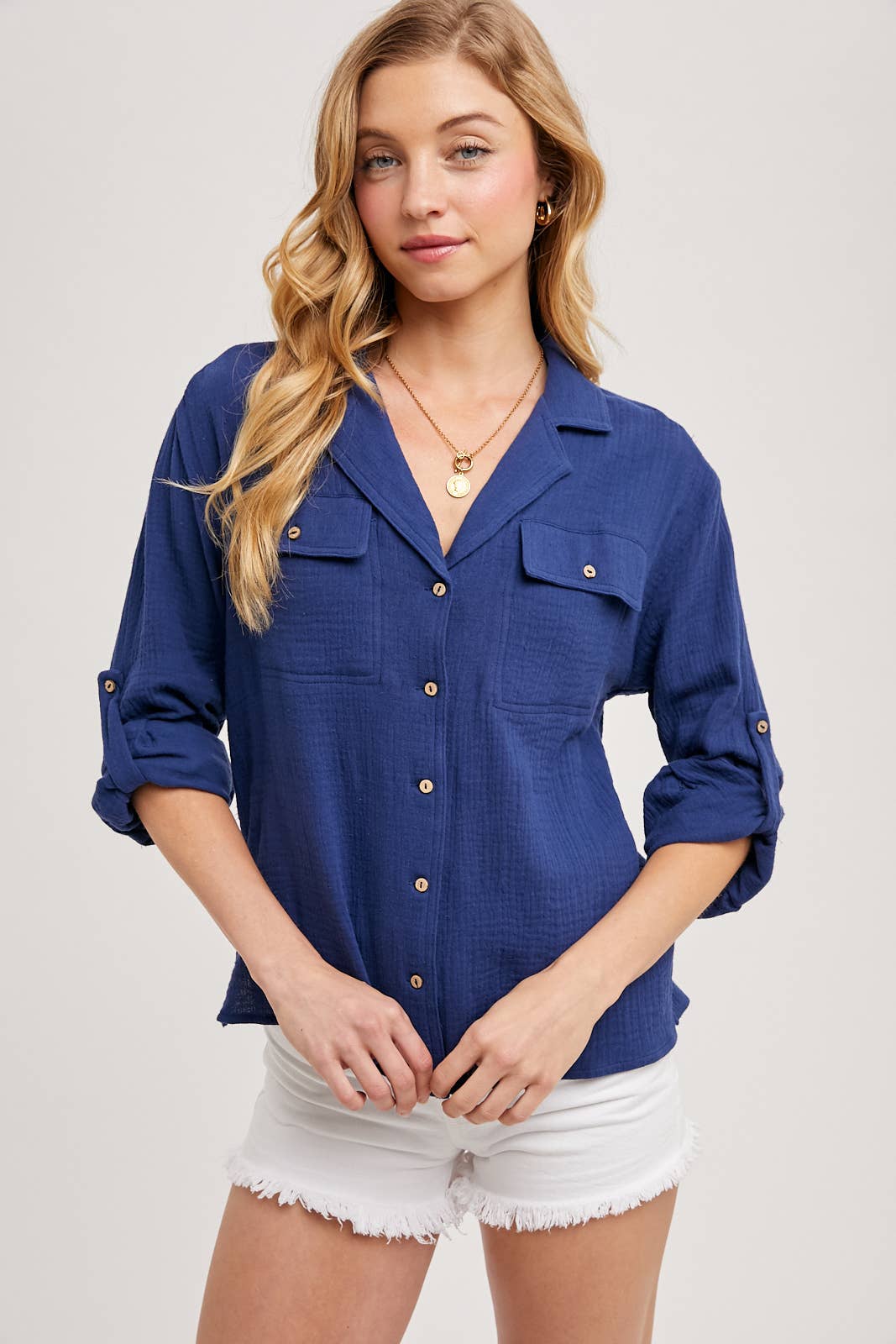 Navy Button Up 