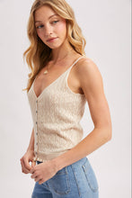 Load image into Gallery viewer, Pointelle Ruffled Knit Hem Tank
