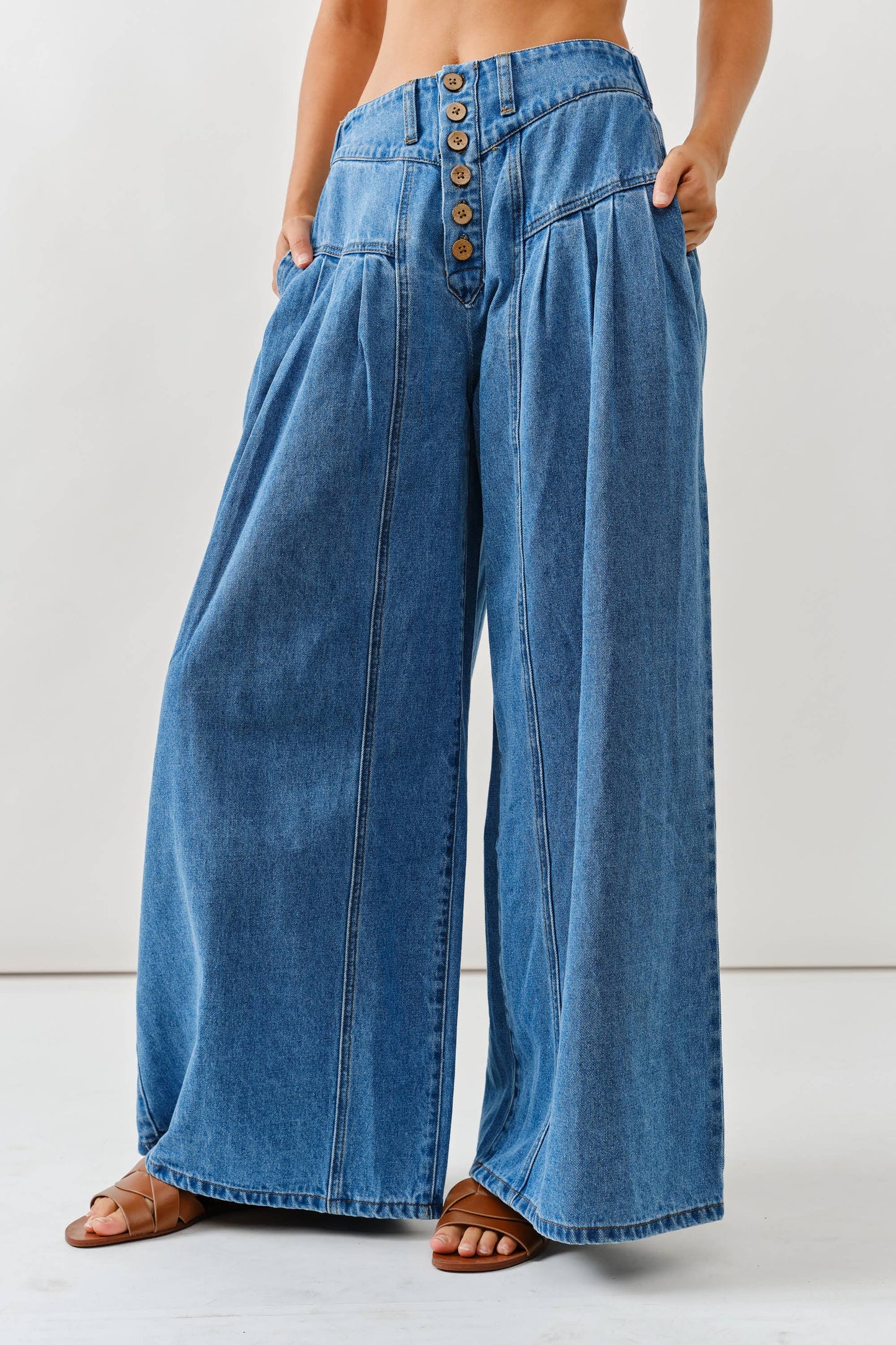 Front Button Flare Jeans
