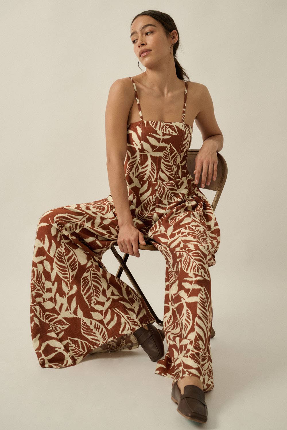 Tropical Print Wide-Leg Pocket Cami Jumpsuit