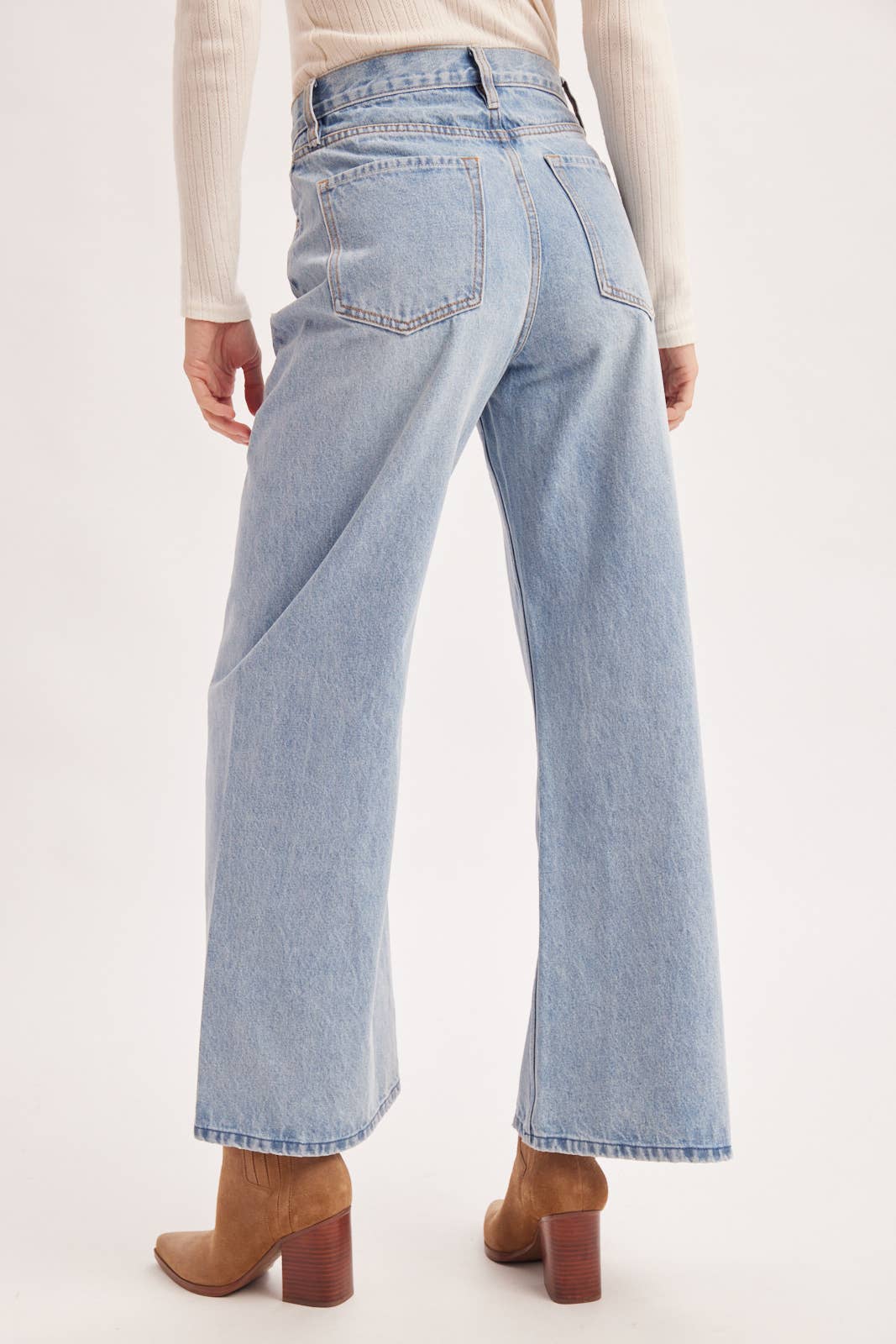 Vintage Wash High Waisted Wide Leg Jeans