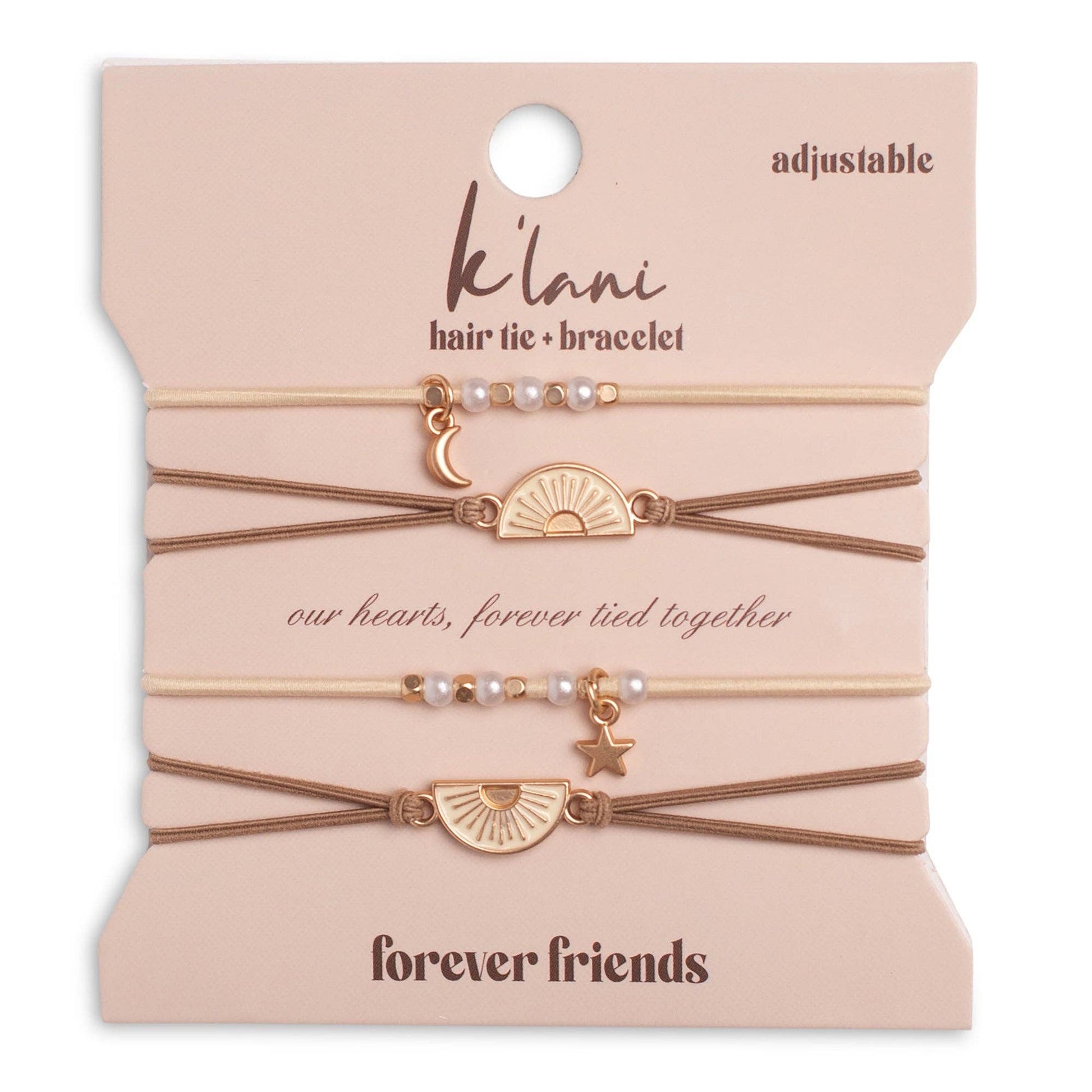 "Forever Friends" Nutral Sun Friendship Hair Tie Bracelets 