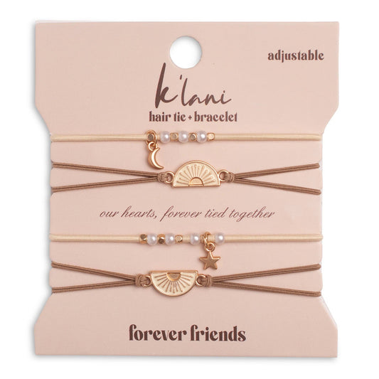 "Forever Friends" Nutral Sun Friendship Hair Tie Bracelets 