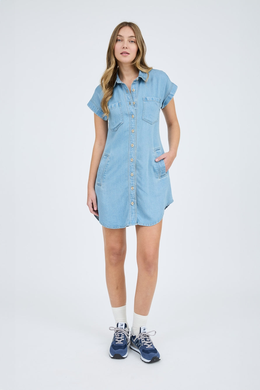Collared Button Down Mini Dress