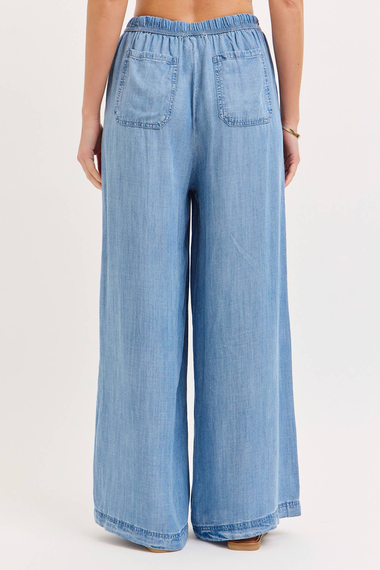 Chambray Wide Leg Classic Pants