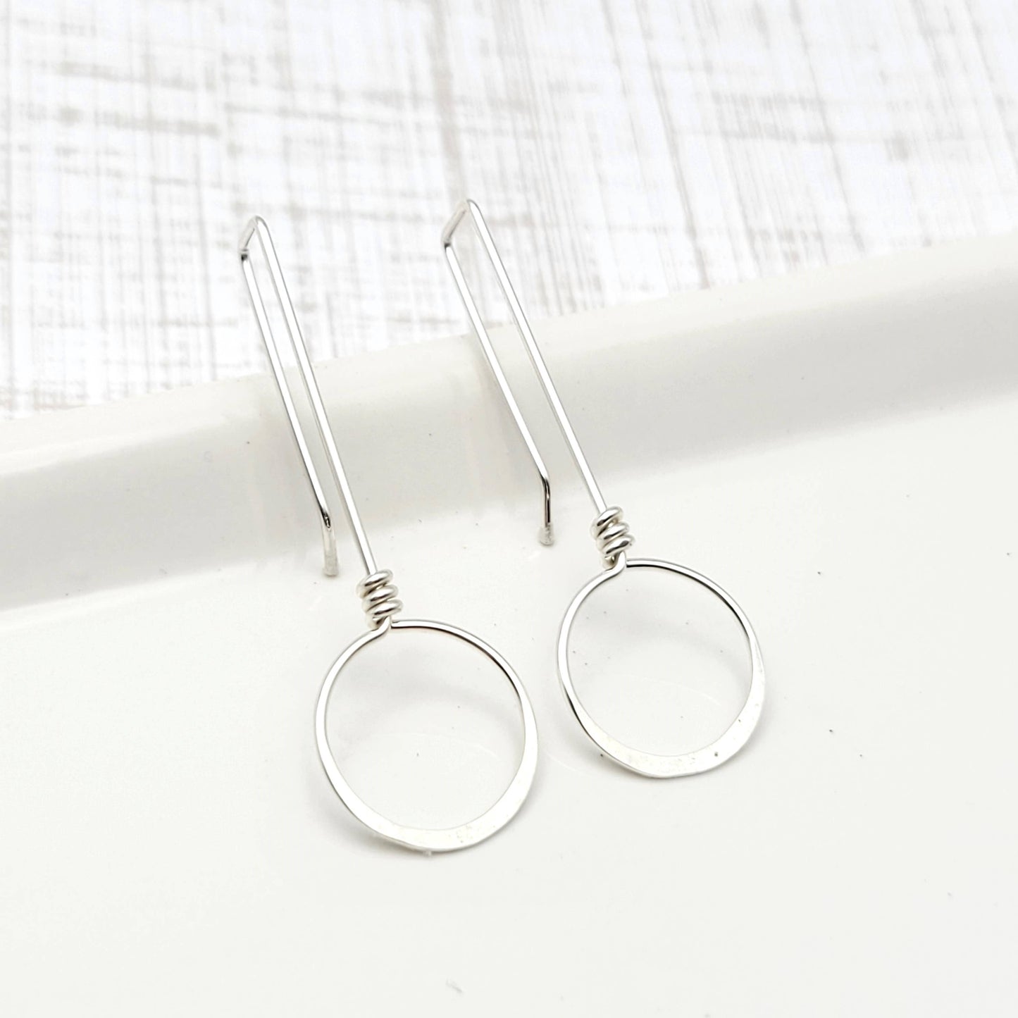 Sterling Silver Threader Hoop Earrings - Handmade Earrings 
