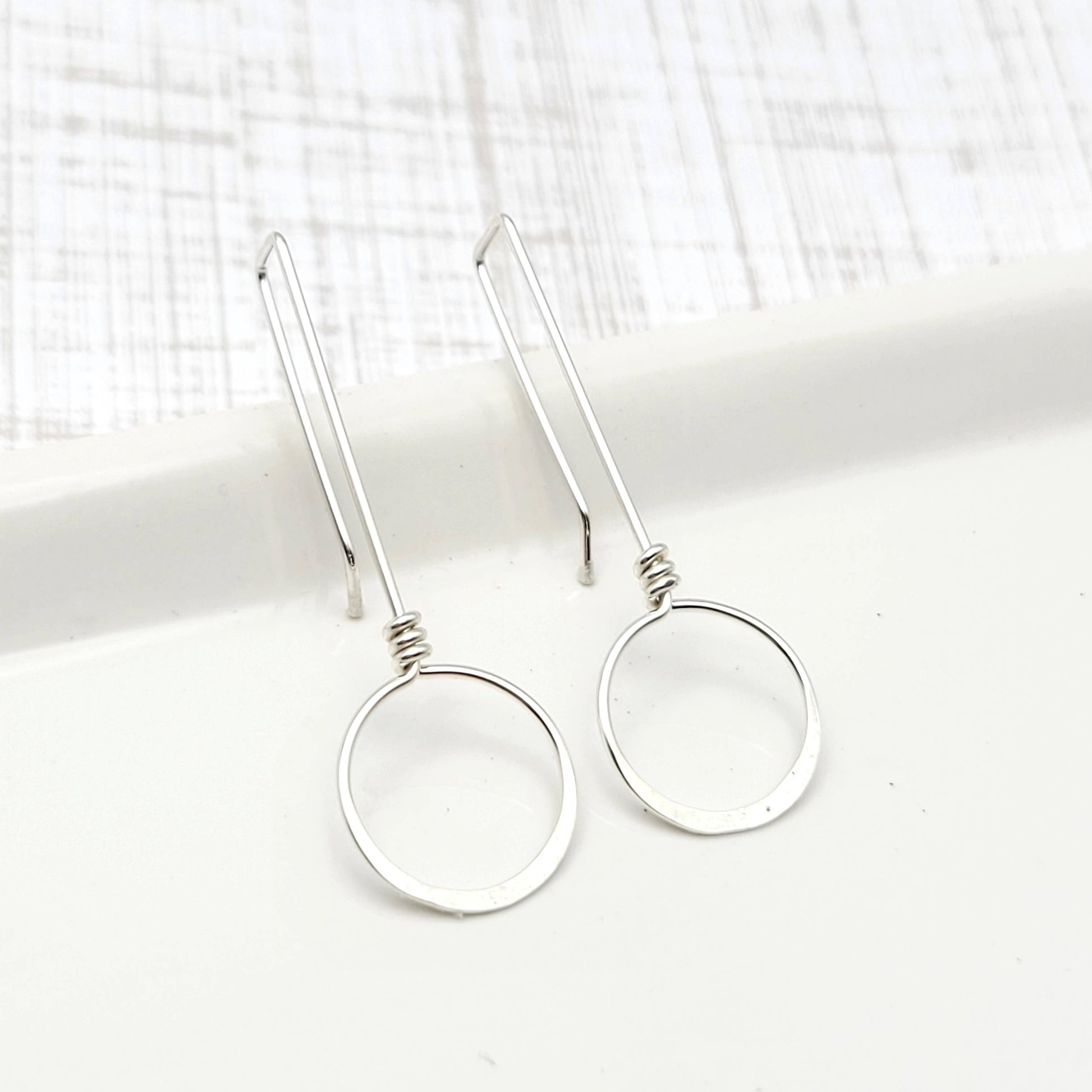 Sterling Silver Threader Hoop Earrings - Handmade Earrings 