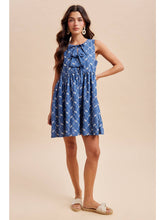 Load image into Gallery viewer, Chambray Embroidered Bow Mini Dress 
