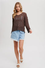 Load image into Gallery viewer, Coffee Open Knit Sweater BluIvy
