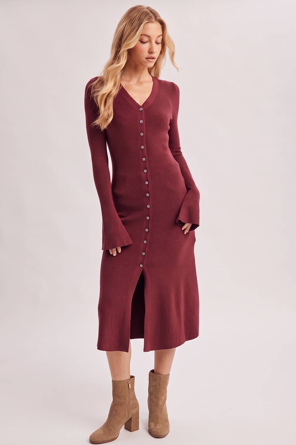 v-Neck Button Down Dress