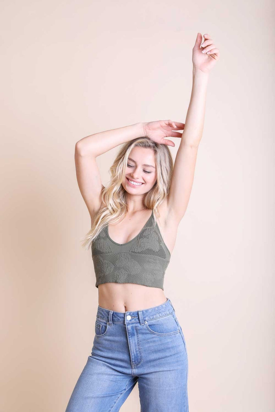 Olive Padded V-Neck Brami 