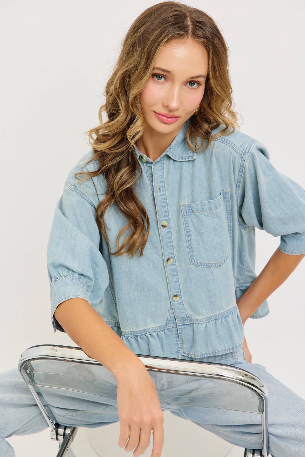 Washed Denim Everyday Chambray Top