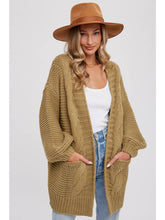 Load image into Gallery viewer, Olive Green Chunky Cable Cardigan
