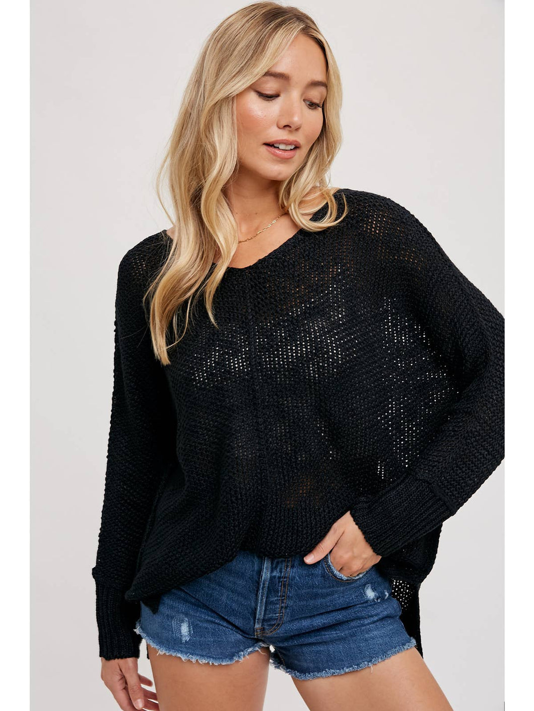 Black Reverse Seam Sweater