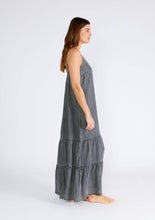Load image into Gallery viewer, Grey Vintage Wash Sleeveless Tiered Maxi Dress
