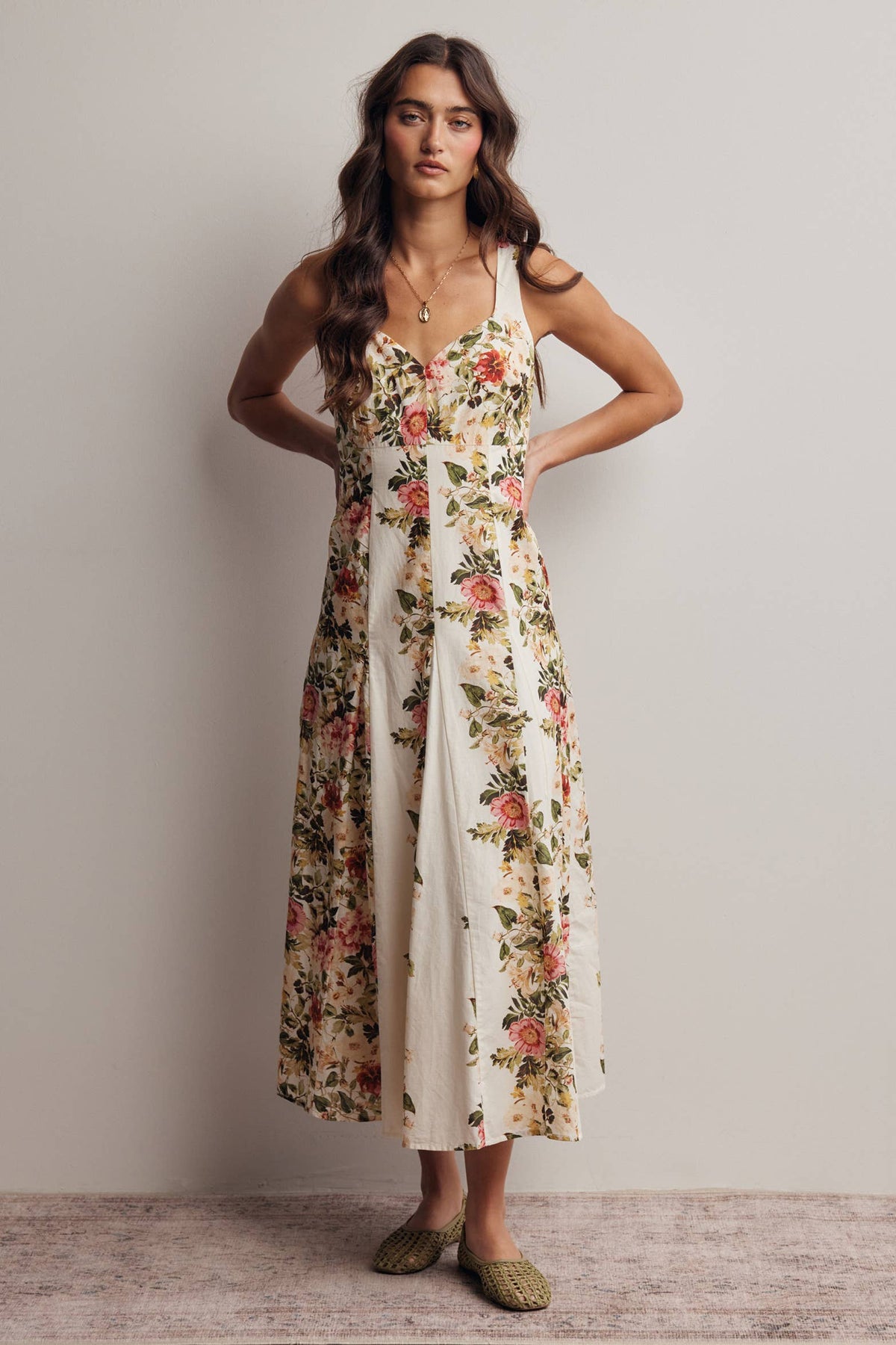 Floral Panel Midi Dress
