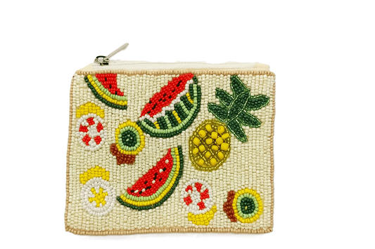 Ladies Summer Fruits Fully Beaded Coin Purse 