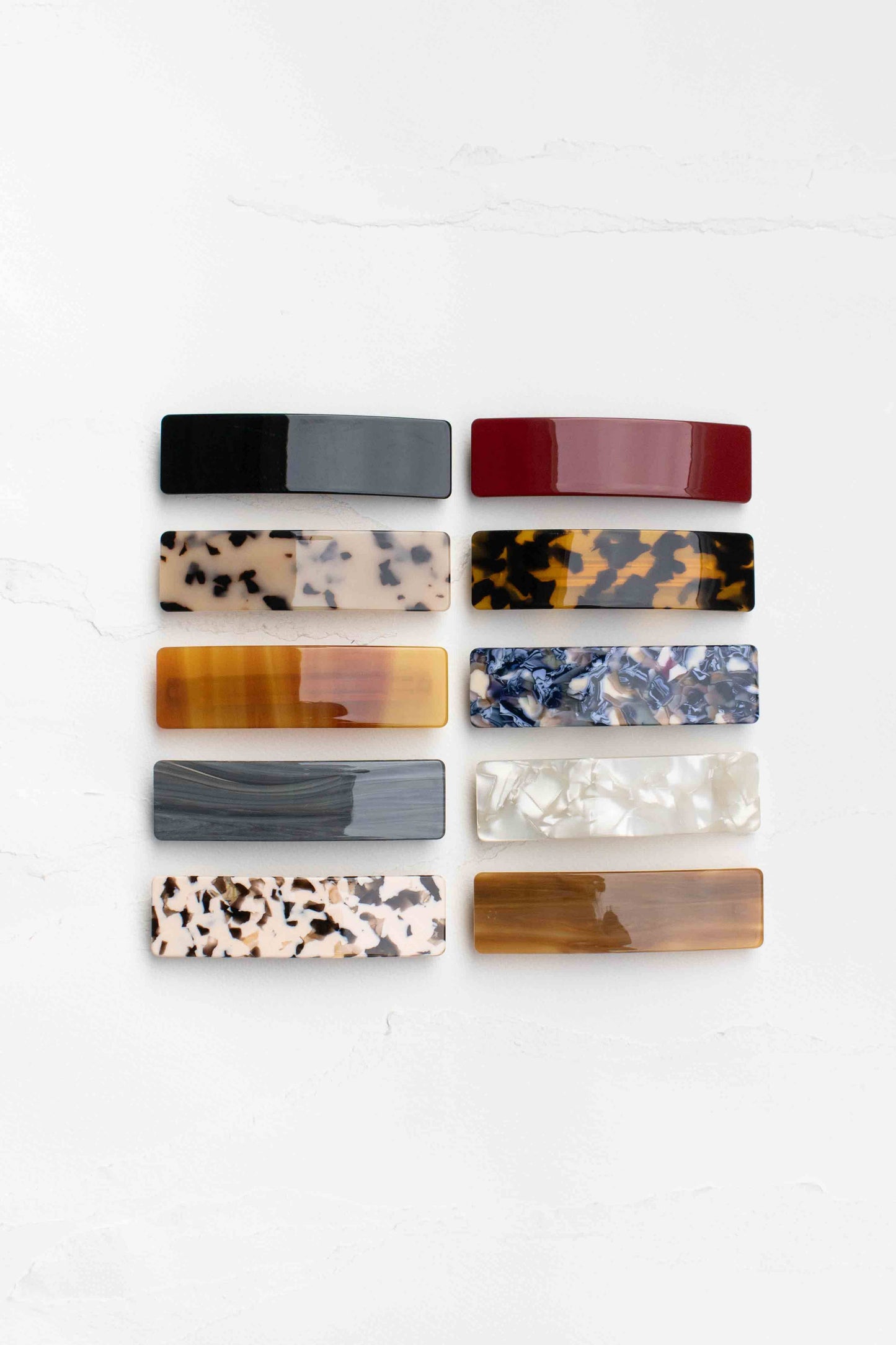 Classic Rectangular Cellulose Acetate Hair Barrettes