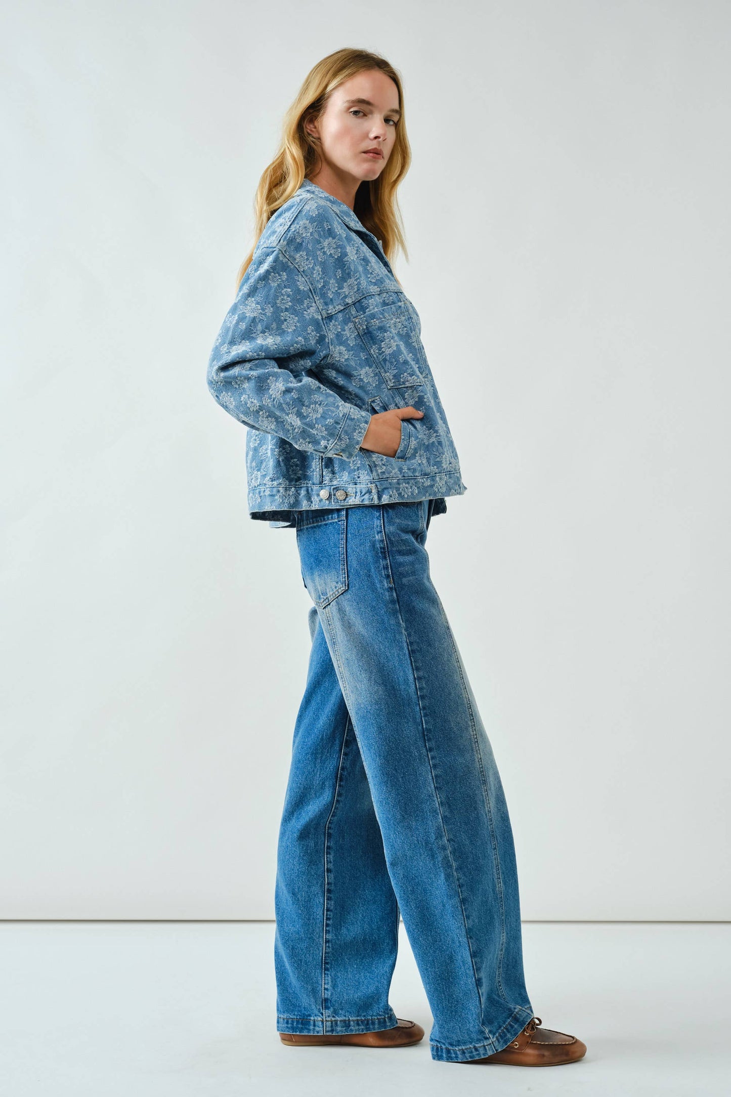 Denim Jacket with Floral Detail
