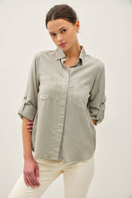 Load image into Gallery viewer, Tencel Rolled Cuff Button Up Blouse
