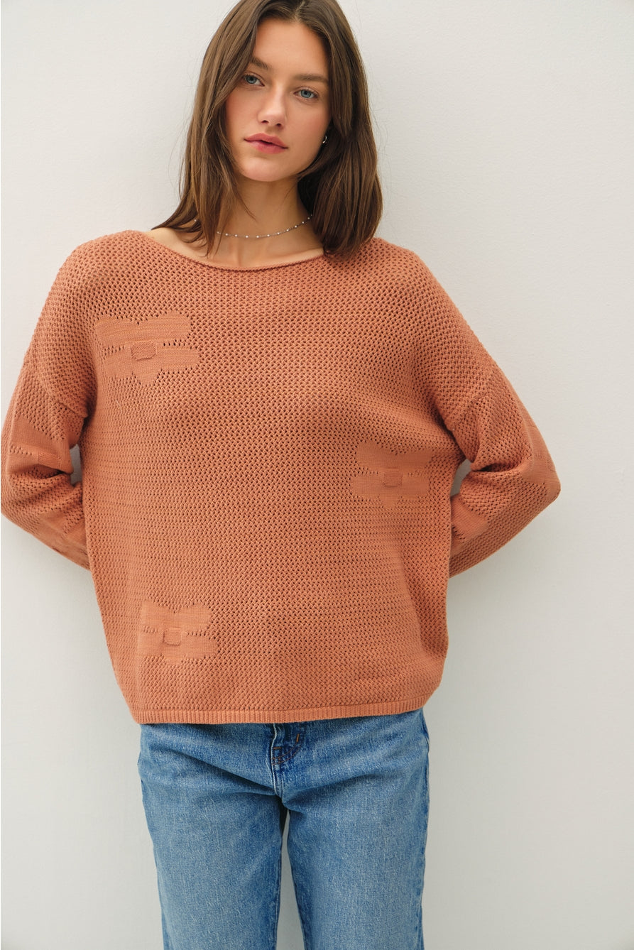 Crochet Sweater With Flower Accents