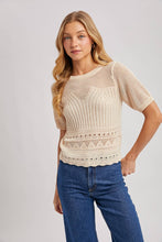 Load image into Gallery viewer, Open Knit Short Sleeve Sweater Top
