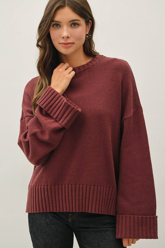 Wide Cuff Sleeve Boxy Sweater