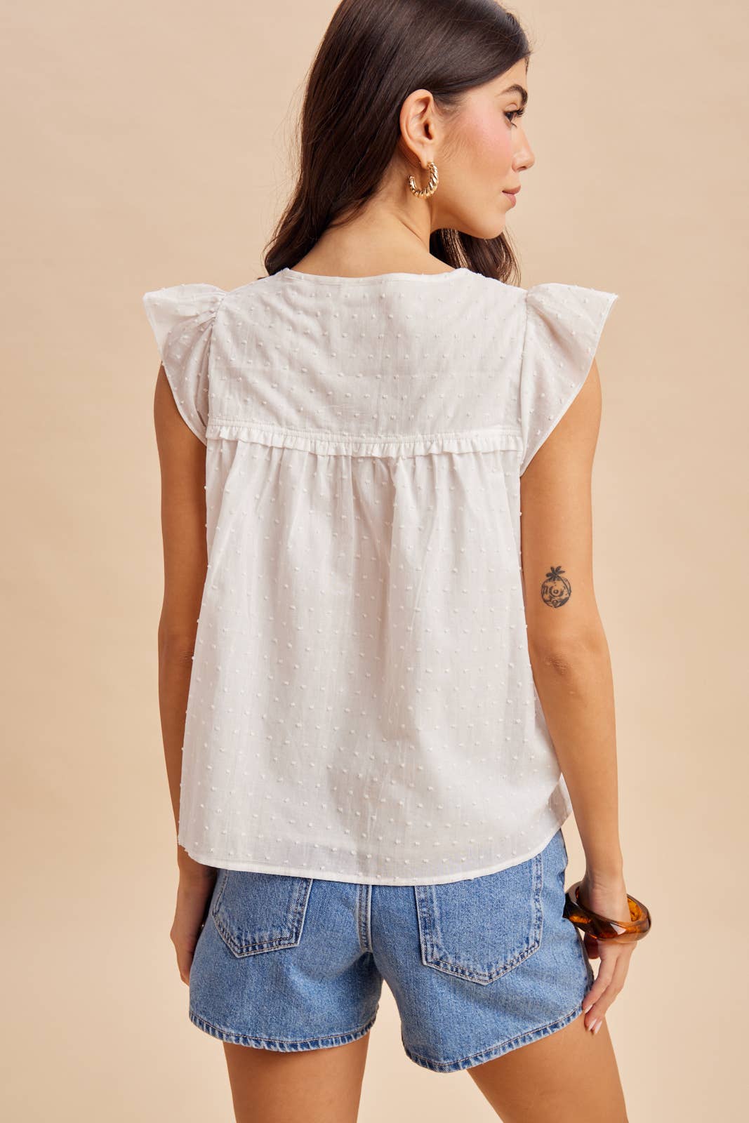 Swiss Dot Lace Insert Top