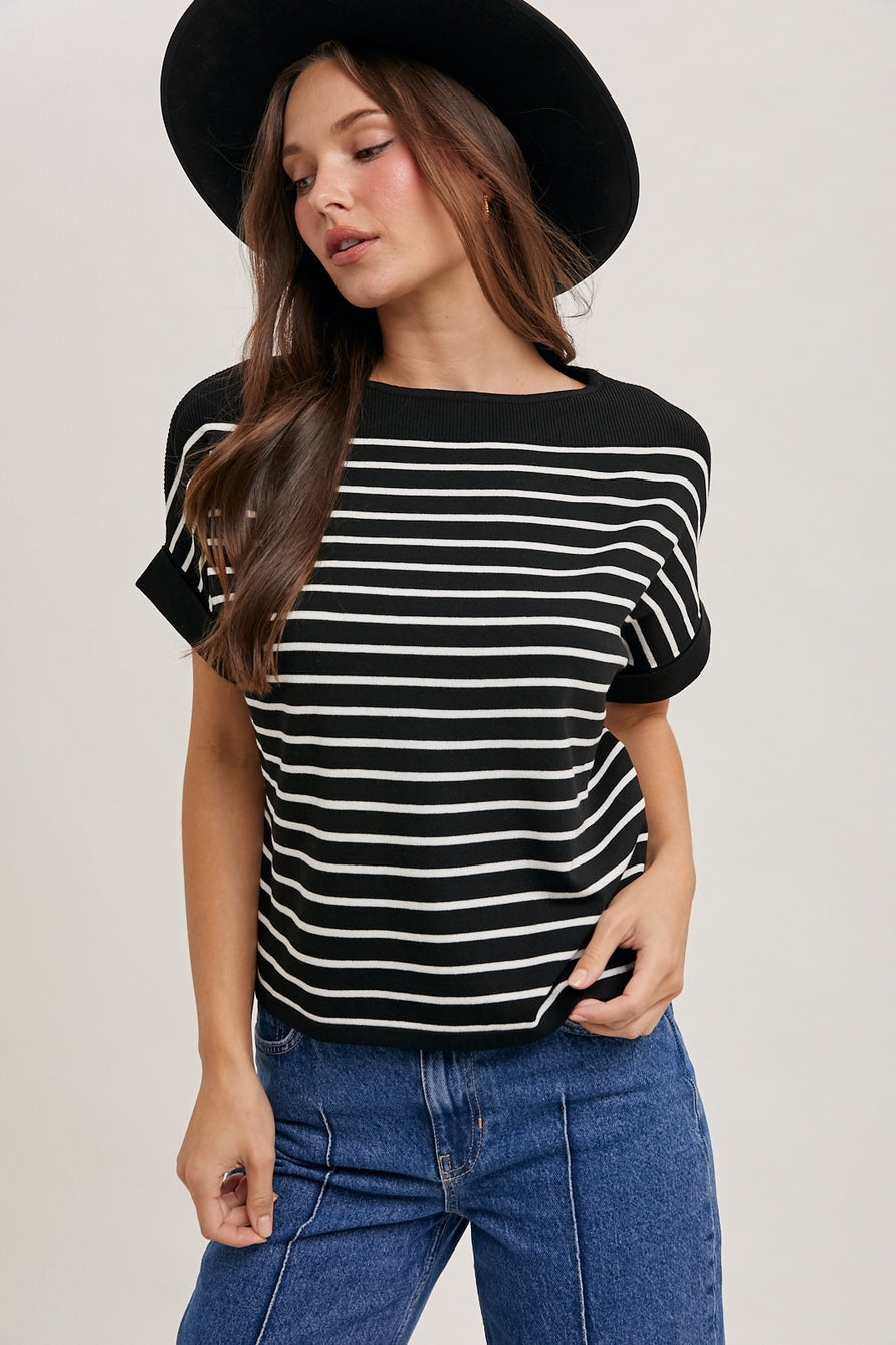 Striped Boat Neck Top