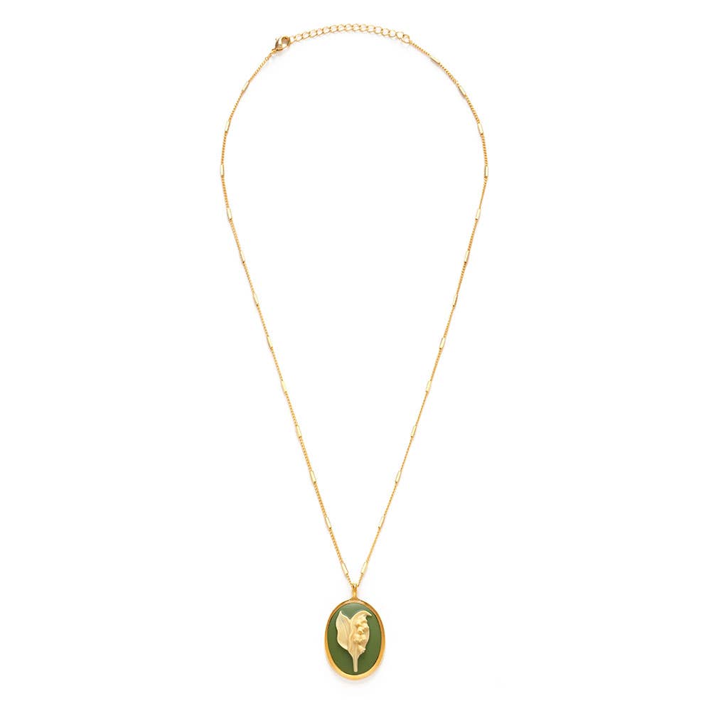 Lily of the Valley Vintage Cameo Necklace 