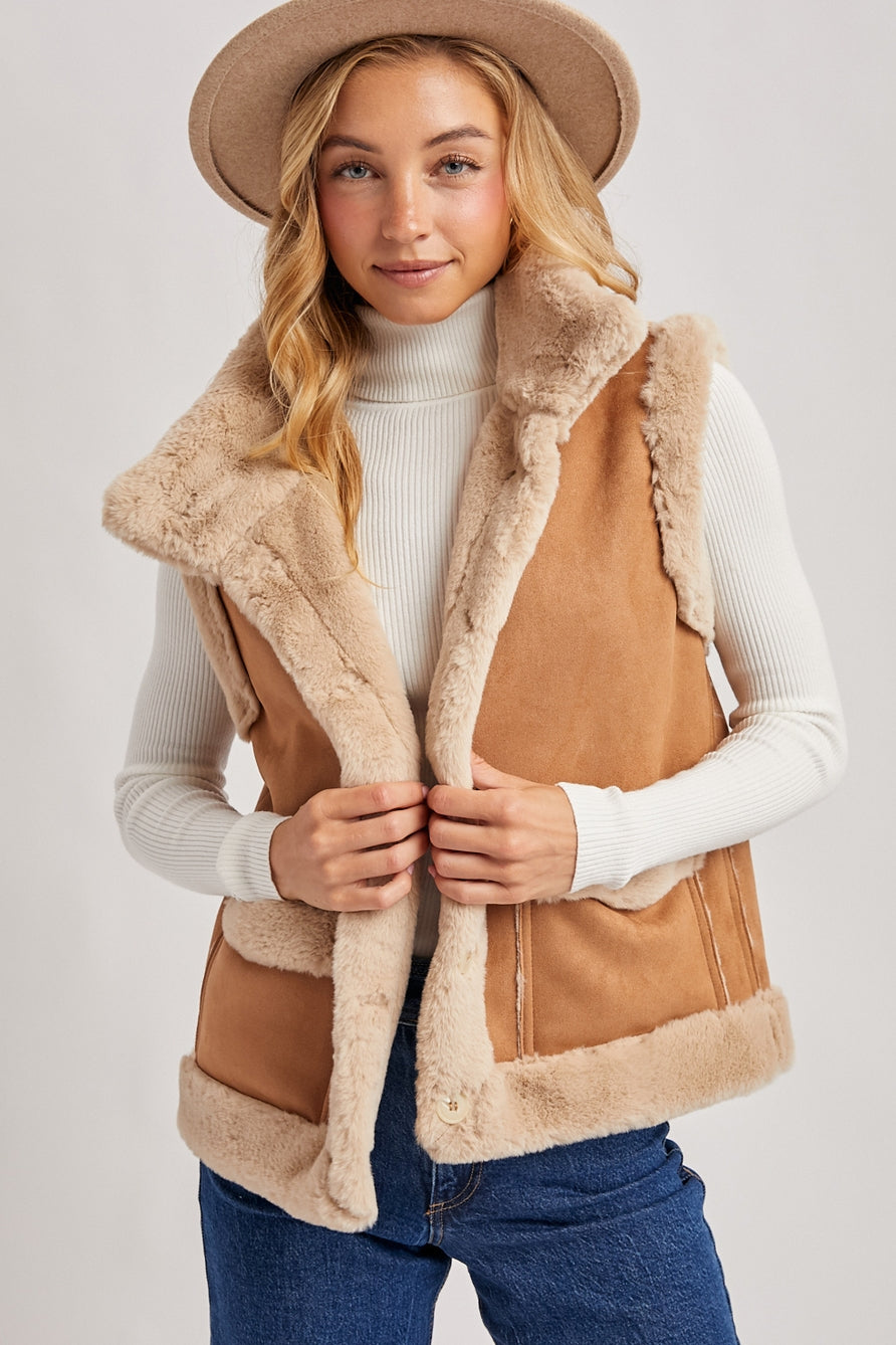 Faux Suede Vest BluIvy