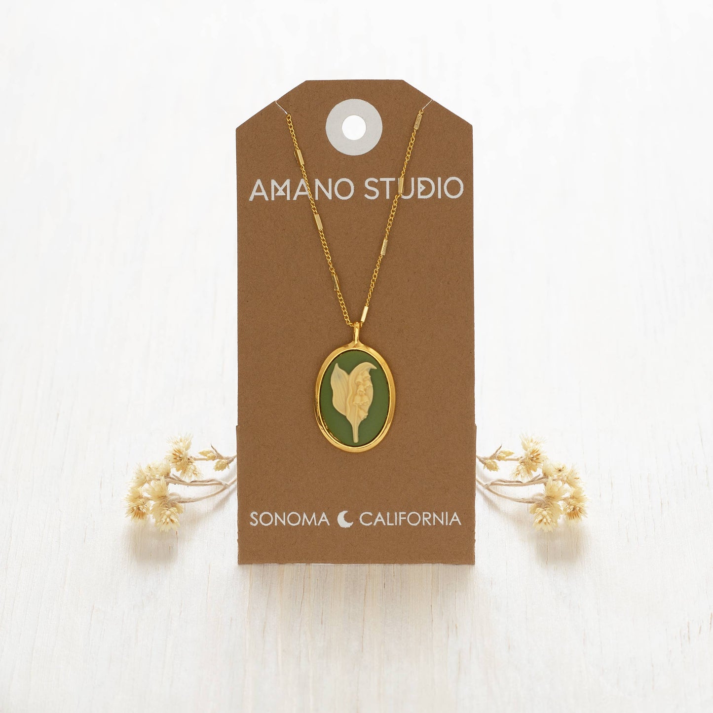 Lily of the Valley Vintage Cameo Necklace 