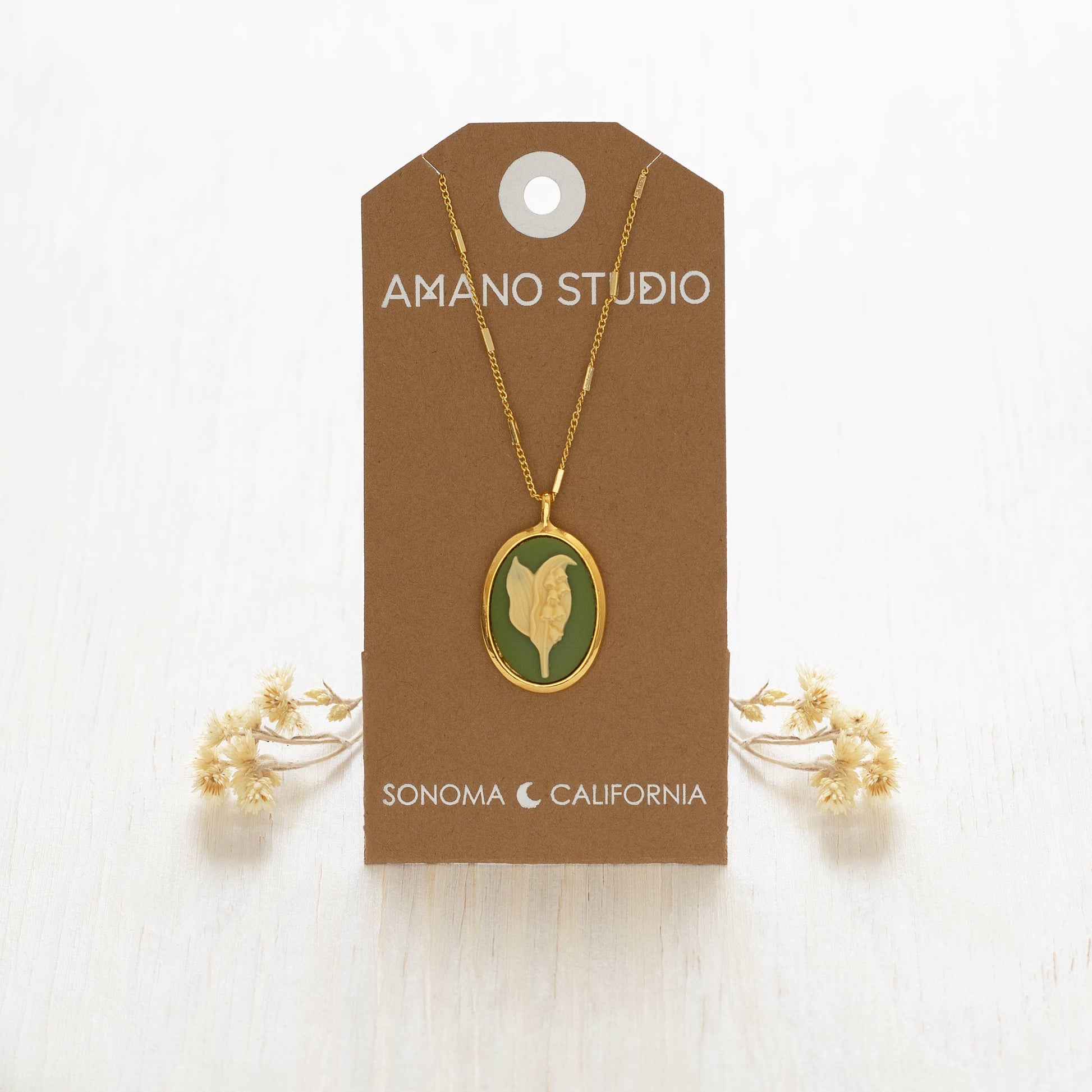 Lily of the Valley Vintage Cameo Necklace 