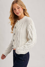Load image into Gallery viewer, White Cable Knit Cropped Cardigan
